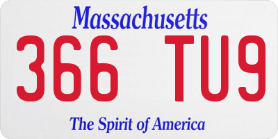 MA license plate 366TU9
