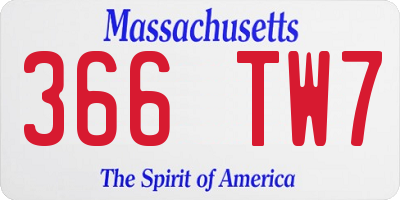 MA license plate 366TW7