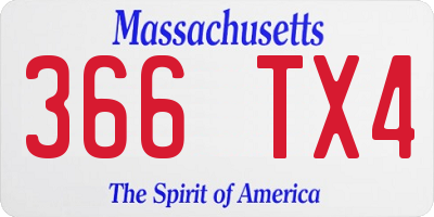 MA license plate 366TX4