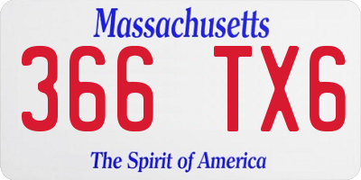 MA license plate 366TX6