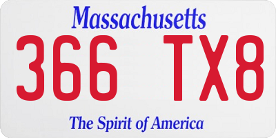 MA license plate 366TX8