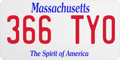 MA license plate 366TY0