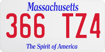 MA license plate 366TZ4