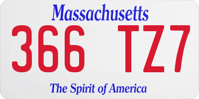 MA license plate 366TZ7