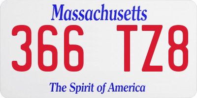 MA license plate 366TZ8