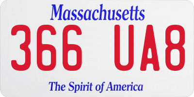 MA license plate 366UA8