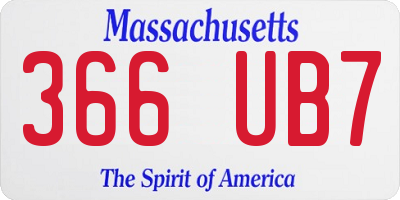 MA license plate 366UB7