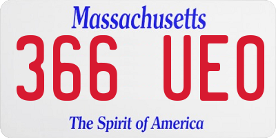 MA license plate 366UE0
