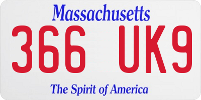MA license plate 366UK9