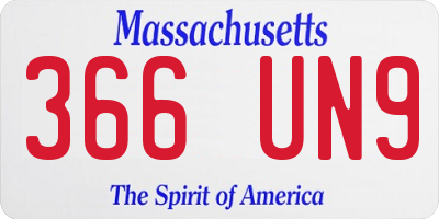 MA license plate 366UN9