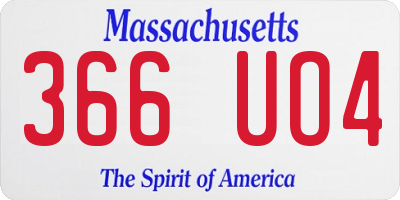 MA license plate 366UO4