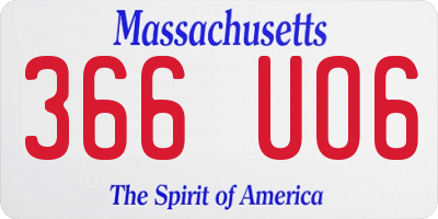MA license plate 366UO6