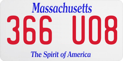 MA license plate 366UO8