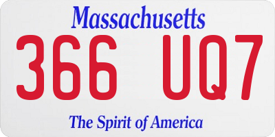 MA license plate 366UQ7