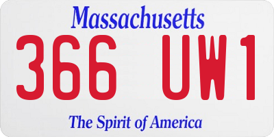 MA license plate 366UW1