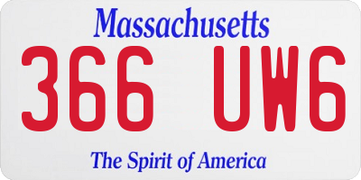 MA license plate 366UW6