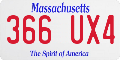 MA license plate 366UX4