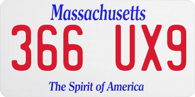 MA license plate 366UX9