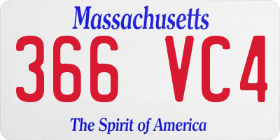 MA license plate 366VC4