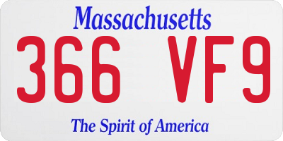 MA license plate 366VF9