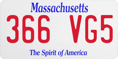 MA license plate 366VG5