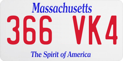 MA license plate 366VK4