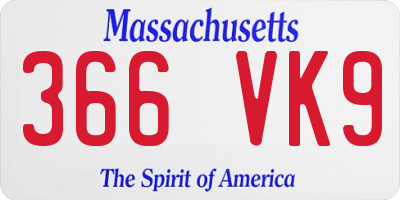 MA license plate 366VK9
