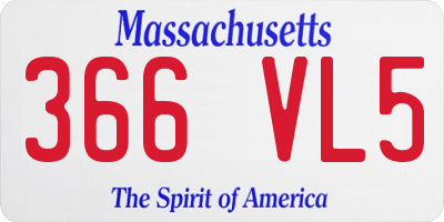 MA license plate 366VL5