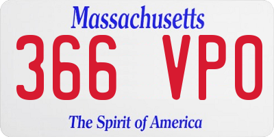 MA license plate 366VP0