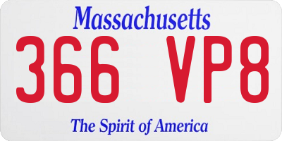 MA license plate 366VP8