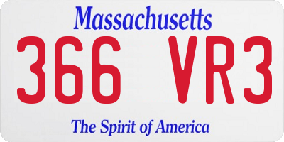 MA license plate 366VR3