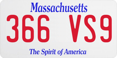 MA license plate 366VS9