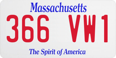 MA license plate 366VW1