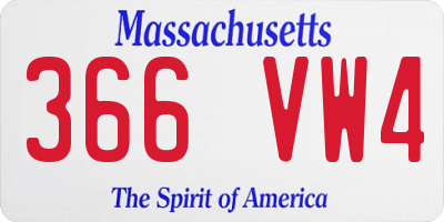 MA license plate 366VW4