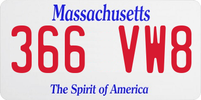 MA license plate 366VW8