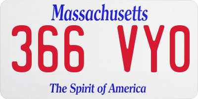 MA license plate 366VY0