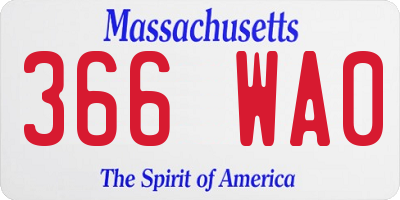 MA license plate 366WA0