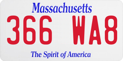 MA license plate 366WA8