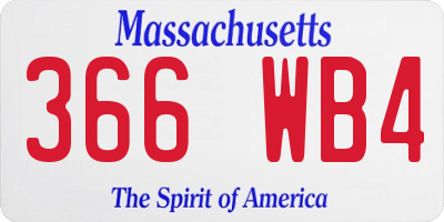 MA license plate 366WB4