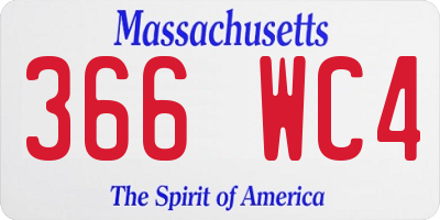 MA license plate 366WC4