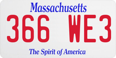 MA license plate 366WE3
