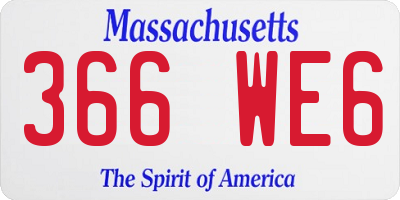 MA license plate 366WE6