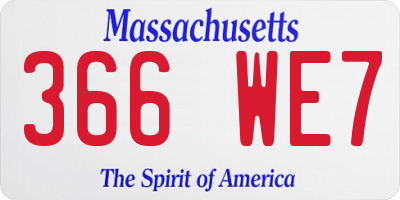 MA license plate 366WE7