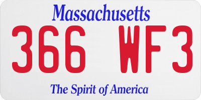 MA license plate 366WF3