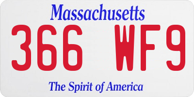 MA license plate 366WF9