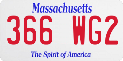 MA license plate 366WG2