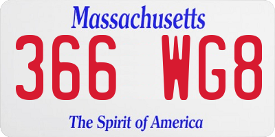 MA license plate 366WG8