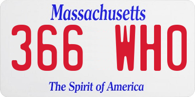 MA license plate 366WH0