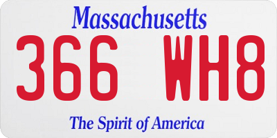 MA license plate 366WH8