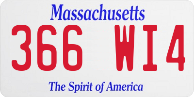 MA license plate 366WI4